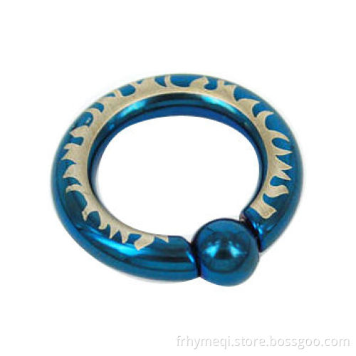 Stainless steel captive rings with laser, made of 316 stainless steel, black plated